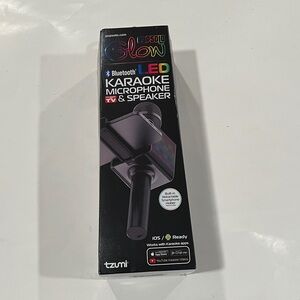 NWT Tzumi Black Bluetooth LED Karaoke Microphone & Speaker NIB